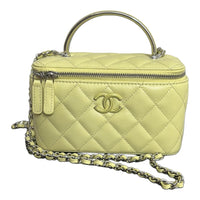 CHANEL Lambskin Shoulder Bag Crossbody Bag Handbag Unisex Yellow