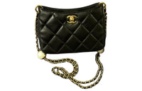 CHANEL Waxed Leather Hobo Bag Shoulder Bag Crossbody Bag Women's Black