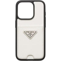 PRADA Leather Material Refined Phone Cases Compatibility With IPhone 15 Pro Girlish