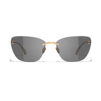 CHANEL Titanium Alloy Cat Eye Sunglasses Unisex Gold