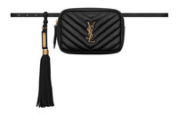 SAINT LAURENT LOU Quilted Leather Patchwork Cow Leather Camera Bag Fanny Pack Women's Black