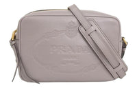 PRADA Leather Shoulder Bag Crossbody Bag Women's Gray