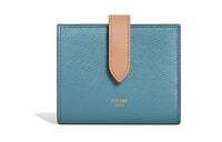 CELINE Grained Calfskin Wallet Women's Camel/Blue