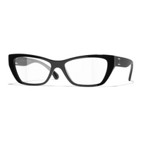 CHANEL Acetate Nylon Cat Eye Eyeglass Frames Unisex Black