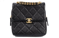 CHANEL 22P Cow Leather Backpack Women's Black