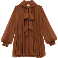 SAINT LAURENT Long Sleeved Dress Women's Brown