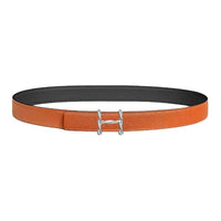 HERMES Calfskin Leather Belts Women's Orange Width 2.4CM