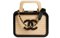 CHANEL With Sheepskin Coin Purse Storage Box Unisex Black With Beige