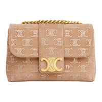CELINE Cow Leather Crossbody Bag, Shoulder Bag Mini Women's Light Camel