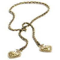 CHANEL Metal Lambskin Glazed Pearls Rhinestone Necklaces Unisex Black