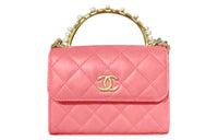 CHANEL Sheepskin Small Square Bag Shoulder Bag Crossbody Bag Women's Pink