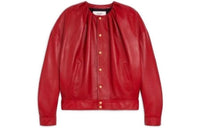 CELINE Leather Jacket Women's Red