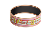 HERMES Enamel Rose Gold-Plated Bangles Women's Pink