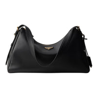 PRADA Leather Hobo Bag Handbag Shoulder Bag Women's Black