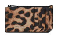SAINT LAURENT PARIS Calfskin Card Holder Men's Beige/Brown