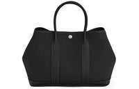 HERMES Garden Party Canvas With Leather Garden Bag, Canvas Bag, Handbag Unisex Black