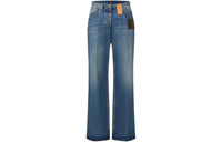 LOUIS VUITTON Stonewashed Monogram Patch Boot-Cut Jeans Jeans Women's Blue