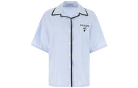 PRADA Striped Bowling T Shirt White/Blue