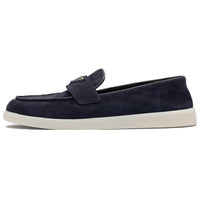 PRADA Enamel Triangle-logo Leather Loafers