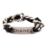 CHANEL 1996 Logo Leather-and-chain Belt