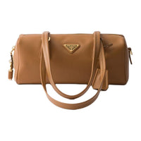 PRADA Leather One Shoulder Handbag Medium Size Women's Caramel