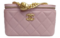 CHANEL Litchi Grain Cow Leather Box Bag, Shoulder Bag Small Size Women's Cherry Blossom Pink