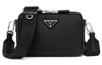 PRADA Leather Handbag Shoulder Bags Men's Black