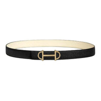 HERMES Calfskin Leather Belts Women's Black Width 2.4CM