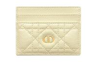 DIOR Wicker Pattern Calfskin Card Holder Card Holder Women's Light Yellow