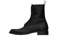 SAINT LAURENT Round Toe Lace Up Boots