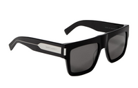 SAINT LAURENT Metal Recycled Acetate Irregular Shape Sunglasses Men's Black