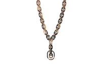 HERMES Buffalo Horn Metal Necklaces Women's Gold