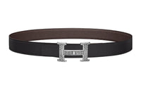 HERMES Leather Belts Men Graphite/Dark Brown