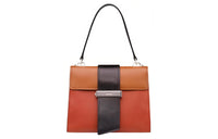 PRADA Genuine Leather Handbag Women's Orange/Black/Brown
