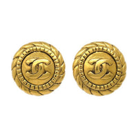 CHANEL 1990 2000s Cc Button Clip on Earrings