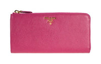 PRADA Cow Leather Wallet Women's Rose Red