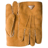 PRADA Sheepskin Knit Gloves Unisex Yellow