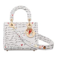 DIOR Cow Leather Shoulder Bag Crossbody Bag Handbag Small Size Women's White