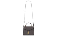SAINT LAURENT Leather One Shoulder Handbag Crossbody Bag Mini Women's Gray White