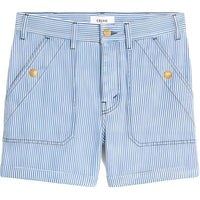 CELINE Striped Denim Shorts