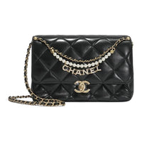 CHANEL Classic Flap CF Shiny Lambskin Shoulder Bag Crossbody Bag Mini Women's Black