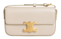 CELINE Triumph Gate Triomphe Shiny Cow Leather Shoulder Bag Crossbody Bag Women's Ivory White