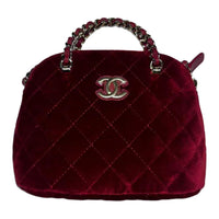 CHANEL Suede Handbag Shoulder Bag Crossbody Bag Women's Deep Red
