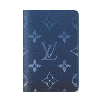 LOUIS VUITTON Monogram Canvas With Cow Leather Card Holder Men's Gradient Navy Blue