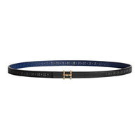 HERMES Calfskin Metal Gold-Plated Leather Belts Women's Black/Blue Width 1.3CM