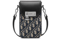 DIOR Cow Leather One Shoulder Crossbody Cell Phone Pouch Men's Beige/Black