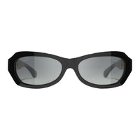 CHANEL Acetate Metal Calfskin Rectangular Sunglasses Unisex Black
