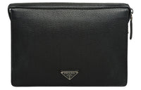 PRADA Cow Leather One Shoulder Crossbody Clutches Men's Black