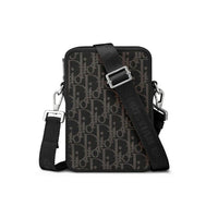 DIOR Cow Leather Messenger Bag Crossbody Bag Shoulder Bag Men's Black