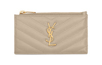 SAINT LAURENT Leather Coin Purse Women's Sea Salt Color